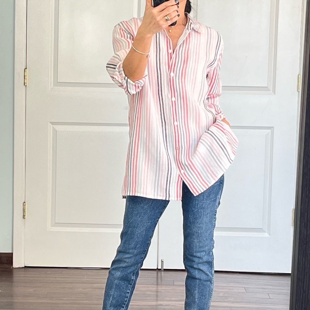 J Jill love linen essential Button Down Shirt size M
